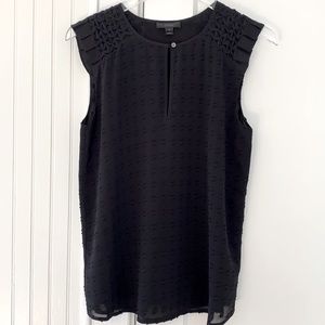J. Crew Sleeveless Ruffle Cap-Sleeve Top Black